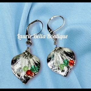 Silver Leaf With Color Crystals